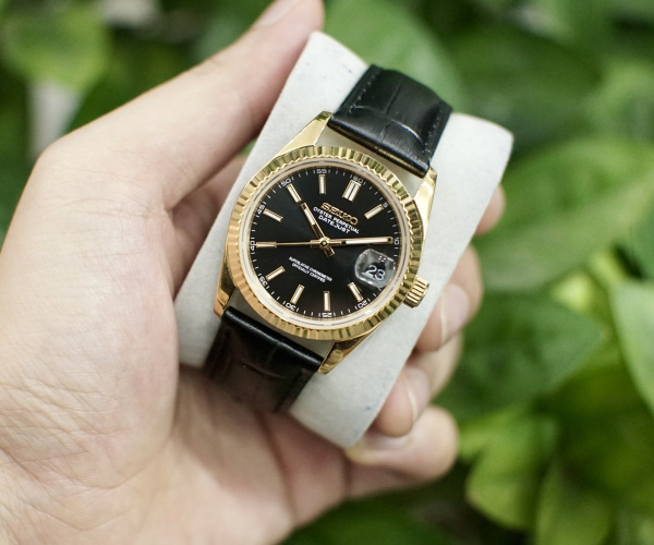 Seiko Mod Datejust 36mm Black Gold